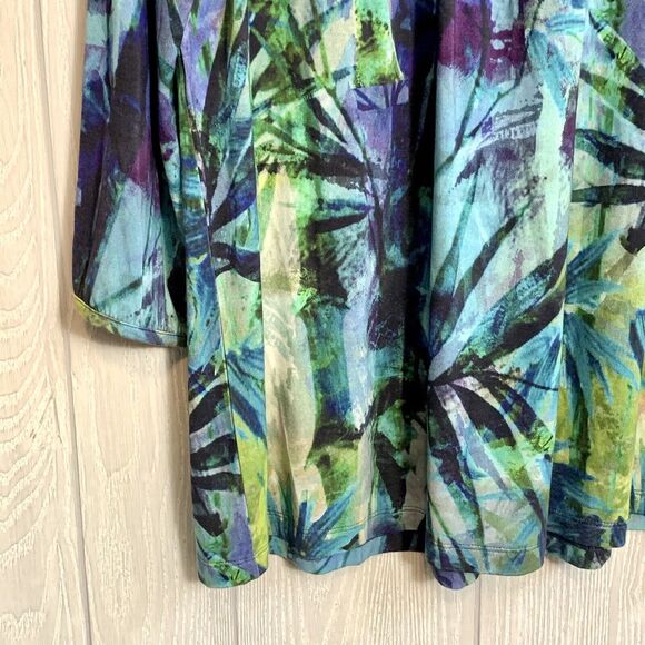 Soft Surroundings Odessa Tunic Blue Tropics Square Neck 3/4 Sleeve Medium NWT - Picture 5 of 6